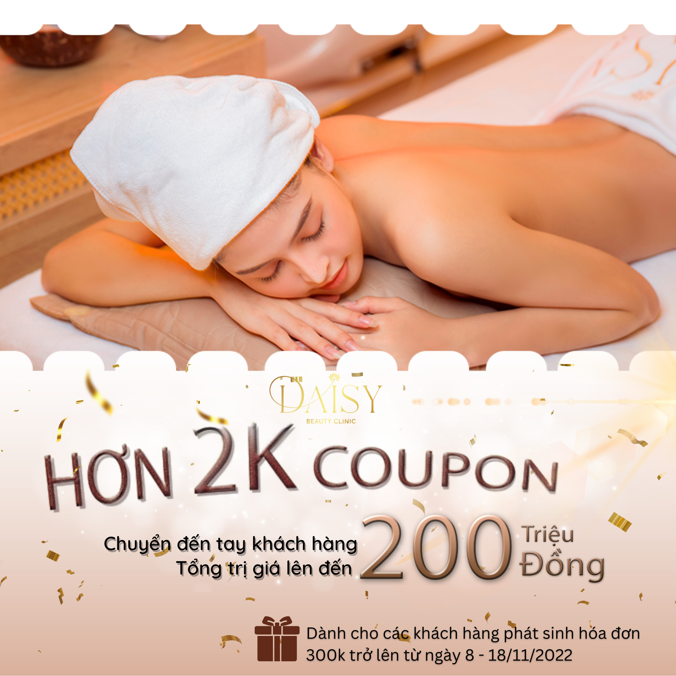 Dành tặng bạn coupon 100k khi đến sử dụng dịch vụ tại Daisy 08/11-18/11